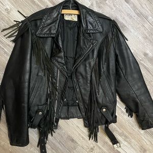 80s Genuine Leather fringe coat